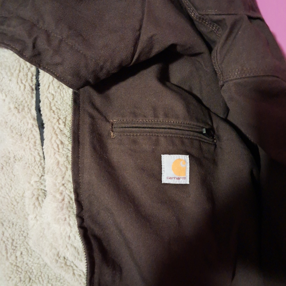 Carhartt Dark Brown Jacket with Cream Lining